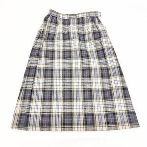 Pendleton Plaid Virgin Wool Patterned Cream Blue Pencil Skirt Pockets Size 6